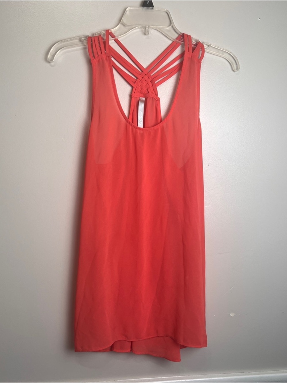 Avec Coral Sheer Sleeveless Strappy Back Top Size Medium, EUC